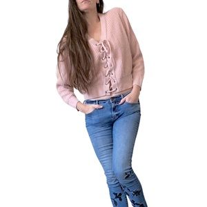 OHS baby pink cardigan small cropped